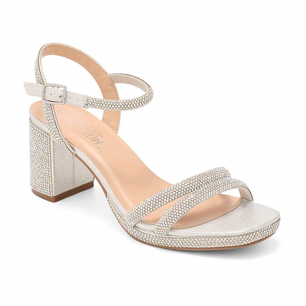 NEW DE BLOSSOM COLLECTION women's strappy low platform heels in silver